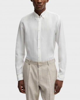 BOSS C-LIAM MEN'S LINEN SHIRT - 50529137 - WHITE