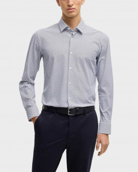 BOSS P-HANK MEN'S SLIM FIT SHIRT WITH MICRO PATTERN - 50539392 - BLUE