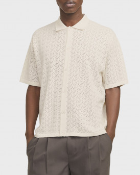 JACK & JONES MEN'S KNIT SHORT SLEEVED SHIRT - 12272863 - ECRU