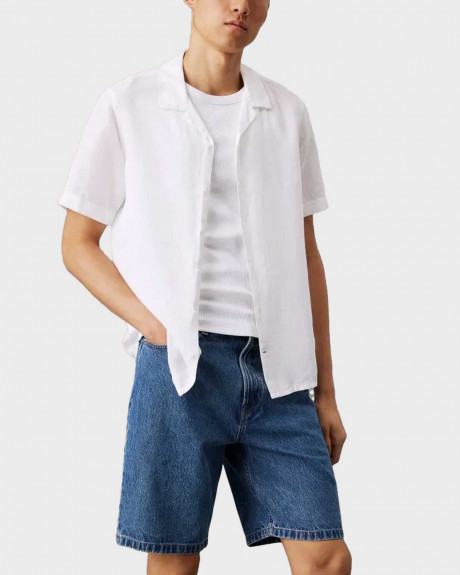 CALVIN KLEIN MEN'S LINEN SHORT SLEEVED SHIRT - K10K114197