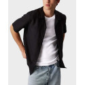 CALVIN KLEIN MEN'S LINEN SHORT SLEEVED SHIRT - K10K114197 - BLACK
