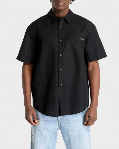 CALVIN KLEIN MEN'S LINEN SHORT SLEEVED SHIRT - J30J327296