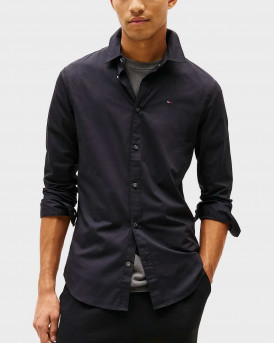 TOMMY JEANS MEN'S SLIM FIT POPLIN SHIRT - DM0DM04405 - BLACK