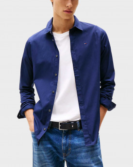 TOMMY JEANS MEN'S SLIM FIT POPLIN SHIRT - DM0DM04405 - BLUE