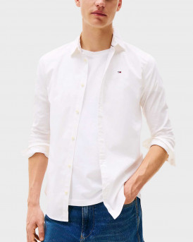 TOMMY JEANS MEN'S SLIM FIT POPLIN SHIRT - DM0DM04405 - WHITE