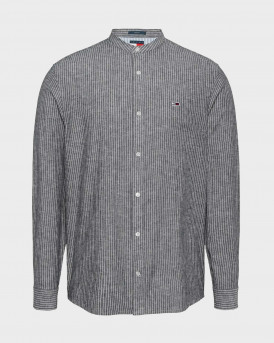 TOMMY HILFIGER MEN'S LINEN MAO COLLAR SHIRT - DM0DM20893 - GREY