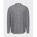 TOMMY HILFIGER MEN'S LINEN MAO COLLAR SHIRT - DM0DM20893 - GREY
