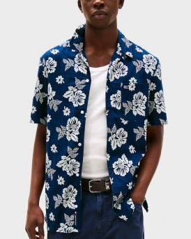 TOMMY JEANS MEN'S ALL-OVER PRINT SHORT SLEEVED SHIRT - DM0DM21351 - BLUE