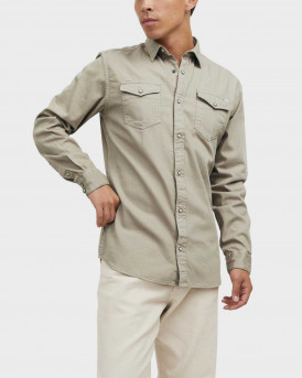 JACK & JONES ΑΝΔΡΙΚΟ ΠΟΥΚΑΜΙΣΟ ΑΝΕΤΗ ΓΡΑΜΜΗ  - 12138115 - ΜΠΕΖ