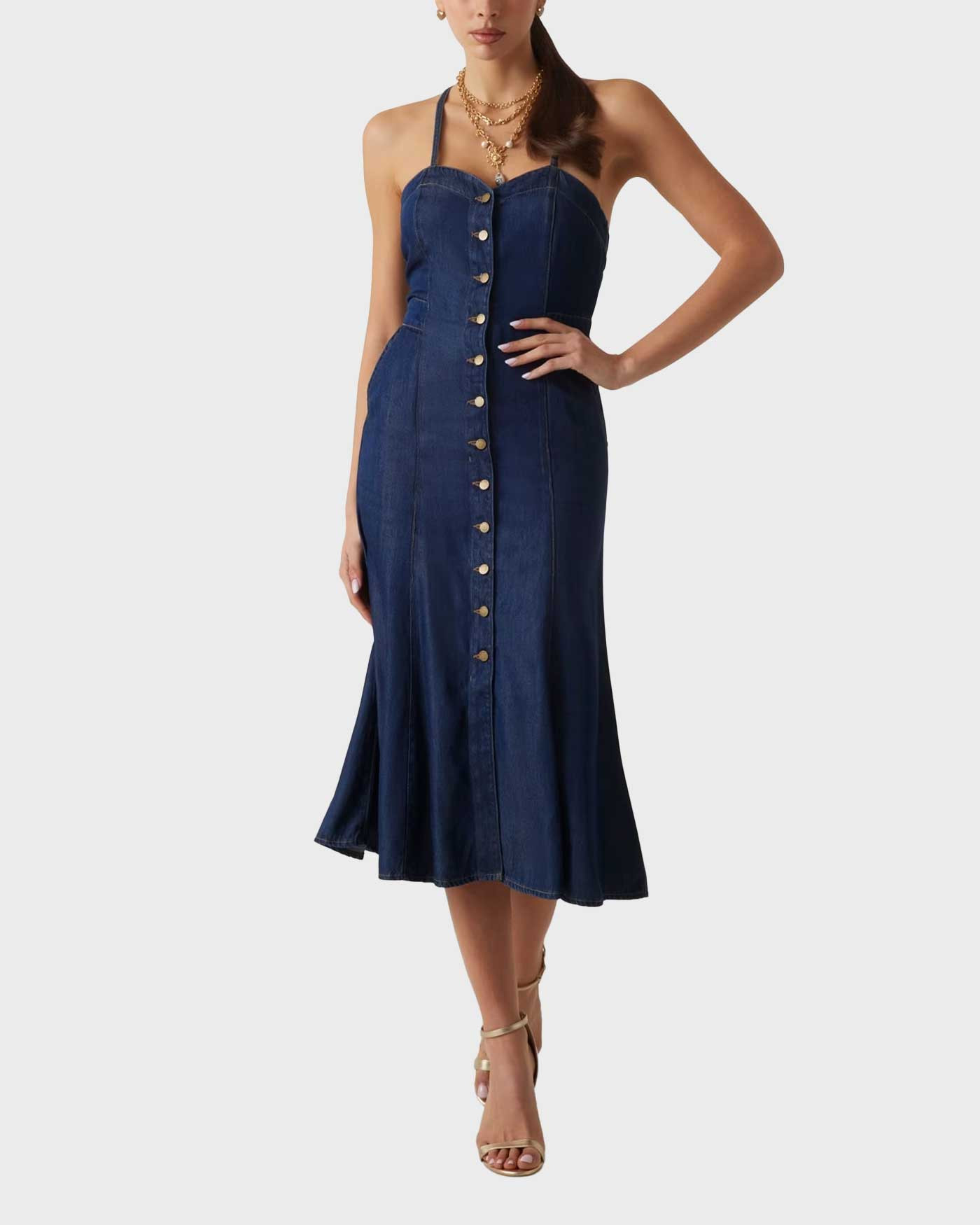 GUESS EDNA WOMEN'S MIDI DENIM DRESS - W5GK43D5N61