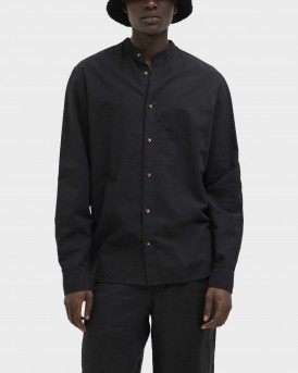 JACK & JONES MEN'S MAO COLLAR SHIRT - 12269319  - BLACK