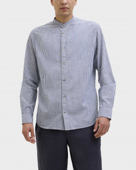 JACK & JONES MEN'S MAO COLLAR SHIRT - 12269319  - BLUE