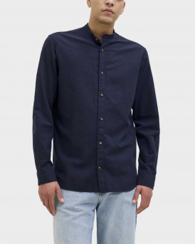JACK & JONES MEN'S MAO COLLAR SHIRT - 12269319  - BLUE