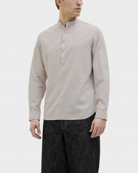 JACK & JONES MEN'S MAO COLLAR SHIRT - 12269326 - ECRU