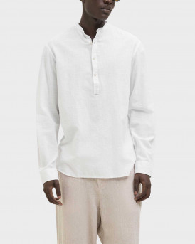 JACK & JONES MEN'S MAO COLLAR SHIRT - 12269326 - WHITE