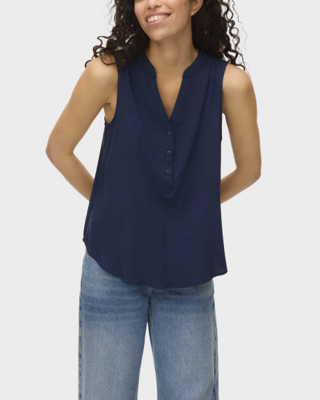 VERO MODA ΓΥΝΑΙΚΕΙΟ ΑΜΑΝΙΚΟ ΤΟΠ ΜΕ V ΛΑΙΜΟΚΟΨΗ - 10326002