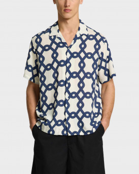 SELECTED MEN'S ALL-OVER PRINT SHORT-SLEEVED SHIRT - 16088360 - ECRU