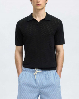 SELECTED ΑΝΔΡΙΚΗ ΠΛΕΚΤΗ ΚΟΝΤΟΜΑΝΙΚΗ ΠΟΛΟ ΜΠΛΟΥΖΑ - 16097572 - ΜΑΥΡΟ