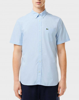 LACOSTE GINGHAM MEN'S SHORT-SLEEVED SHIRT - CH5622 - LIGHT BLUE