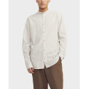 JACK & JONES MEN'S MAO COLLAR SHIRT - 12248385 - ECRU