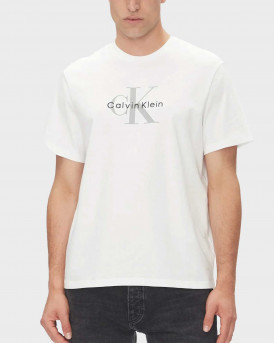 CALVIN KLEIN JEANS MONOGRAM LOGO ΑΝΔΡΙΚΗ ΚΟΝΤΟΜΑΝΙΚΗ ΜΠΛΟΥΖΑ - LV04RB862G - ΑΣΠΡΟ