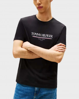 TOMMY HILFIGER BRAND LOVE HILFIGER ΑΝΔΡΙΚΟ T-SHIRT - MW0MW40324 - ΜΑΥΡΟ