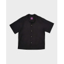 BLACKTOP FOUNDATION MEN'S LINEN SHORT-SLEEVED SHIRT - SHADOW FLOW - BLACK