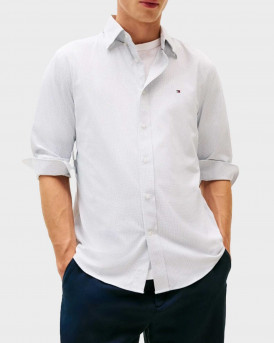 TOMMY HILFIGER MEN'S PERFORMANCE SHIRT WITH MICRO-PATTERN - MW0MW39420 - WHITE
