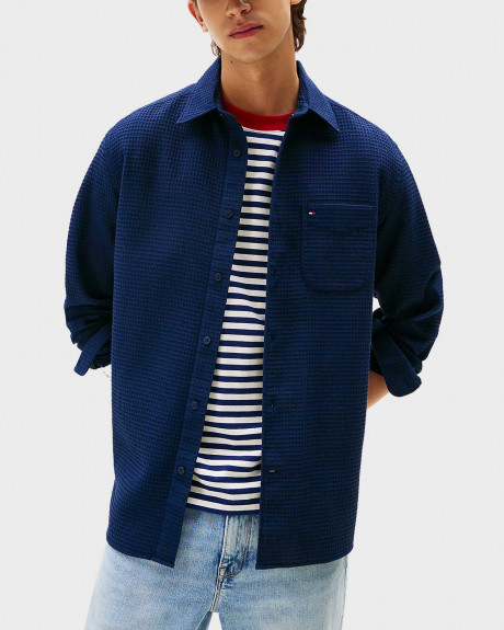 TOMMY HILFIGER MEN'S RELAXED FIT WAFFLE KNIT OVERSHIRT - MW0MW40535