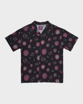 BLACKTOP FOUNDATION MEN'S SHORT SLEEVE SHIRT - COSMIC SWIRL - BLACK