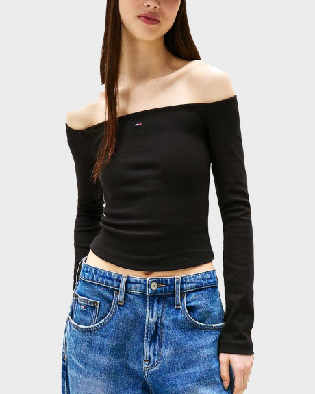 TOMMY JEANS ESSENTIAL ΓΥΝΑΙΚΕΙΑ ΜΑΚΡΥΜΑΝΙΚΗ MΠΛΟΥΖΑ OFF SHOULDER - DW0DW20919