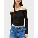 TOMMY JEANS ESSENTIAL ΓΥΝΑΙΚΕΙΑ ΜΑΚΡΥΜΑΝΙΚΗ MΠΛΟΥΖΑ OFF SHOULDER - DW0DW20919 - ΕΚΡΟΥ
