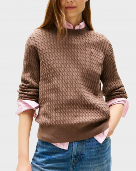 TOMMY HILFIGER ΓΥΝΑΙΚΕΙΟ ΠΟΥΛΟΒΕΡ ΜΕ CABLE ΠΛΕΞΗ - WW0WW44993 - ΚΑΦΕ