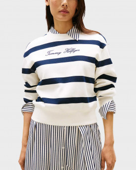 TOMMY HILFIGER ΓΥΝΑΙΚΕΙΟ ΠΙΚΕ ΠΟΥΛΟΒΕΡ - WW0WW45743 - ΕΚΡΟΥ ΡΙΓΕ