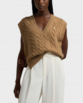 POLO RALPH LAUREN ΓΥΝΑΙΚΕΙΟ ΑΜΑΝΙΚΟ ΠΟΥΛΟΒΕΡ ΜΕ V ΛΑΙΜΟΚΟΨΗ - 211949994001 - ΜΠΕΖ