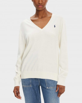 POLO RALPH LAUREN ΓΥΝΑΙΚΕΙΟ ΠΟΥΛΟΒΕΡ ΜΕ V ΛΑΙΜΟΚΟΨΗ - 211972105002 - ΕΚΡΟΥ