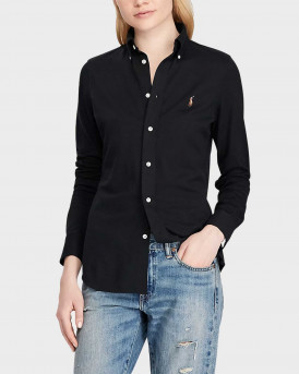 POLO RALPH LAUREN ΓΥΝΑΙΚΕΙΟ ΠΟΥΚΑΜΙΣΟ ΠΙΚΕ ΣΤΕΝΗ ΓΡΑΜΜΗ - 211664427010 - ΜΑΥΡΟ