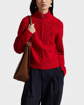 POLO RALPH LAUREN ΓΥΝΑΙΚΕΙΟ HALF-ZIP ΠΟΥΛΟΒΕΡ  - 211972130001 - ΚΟΚΚΙΝΟ