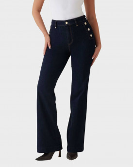 GUESS NEW FAYE ΓΥΝΑΙΚΕΙΟ ΨΗΛΟΜΕΣΟ ΤΖΙΝ ΠΑΝΤΕΛΟΝΙ FLARED  - W5RA0PD5PW1 - ΜΠΛΕ