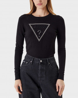 GUESS KIARA ΓΥΝΑΙΚΕΙΑ ΠΛΕΚΤΗ ΜΠΛΟΥΖΑ - W5YR23Z2NQ2  - ΜΑΥΡΟ