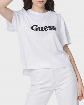 GUESS TOUR DATES ΓΥΝΑΙΚΕΙΑ ΚΟΝΤΟΜΑΝΙΚΗ ΜΠΛΟΥΖΑ - W5YI07I3Z14 - ΑΣΠΡΟ