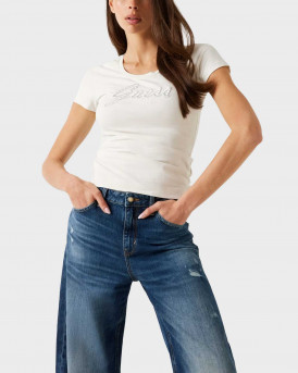 GUESS EMBRO SCRIPT LOGO ΓΥΝΑΙΚΕΙΑ ΚΟΝΤΟΜΑΝΙΚΗ ΜΠΛΟΥΖΑ - W5YI46J1314 - ΜΠΕΖ