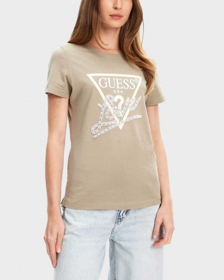 GUESS PEARLS LOVE TRIANGLE ΓΥΝΑΙΚΕΙΑ ΚΟΝΤΟΜΑΝΙΚΗ ΜΠΛΟΥΖΑ - W5YI40I3Z14 