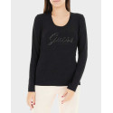 GUESS SCRIPT LOGO ΓΥΝΑΙΚΕΙΑ ΜΑΚΡΥΜΑΝΙΚΗ ΜΠΛΟΥΖΑ - W5YI26J1314  - ΜΑΥΡΟ
