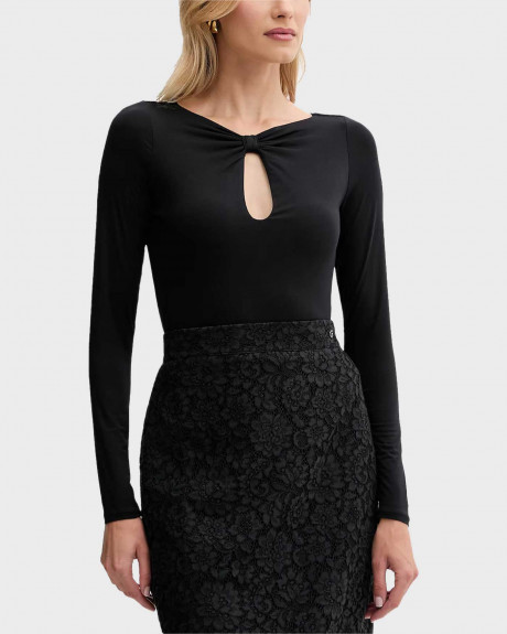 GUESS JOEY ΓΥΝΑΙΚΕΙΟ ΜΑΚΡΥΜΑΝΙΚΟ CUTOUT ΤΟΠ - W5YP33KACM2