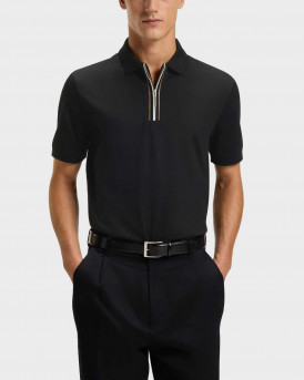 BOSS H-PARAS ΑΝΔΡΙΚΗ HALF-ZIP ΚΟΝΤΟΜΑΝΙΚΗ ΠΟΛΟ ΜΠΛΟΥΖΑ - 50543880  - ΜΑΥΡΟ