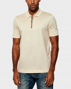 BOSS H-PARAS ΑΝΔΡΙΚΗ HALF-ZIP ΚΟΝΤΟΜΑΝΙΚΗ ΠΟΛΟ ΜΠΛΟΥΖΑ - 50543880  - ΕΚΡΟΥ