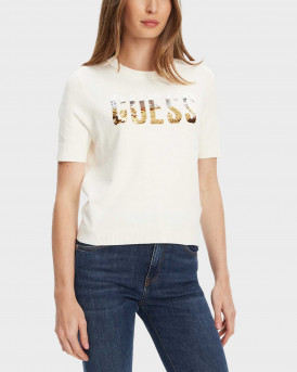 GUESS LAYLA ΓΥΝΑΙΚΕΙΟ ΚΟΝΤΟΜΑΝΙΚΟ ΠΟΥΛΟΒΕΡ - W5YR25Z2NQ2 - ΕΚΡΟΥ