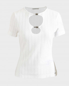 GUESS VALERIA ΓΥΝΑΙΚΕΙΟ CUTOUT ΤΟΠ - W5YP09KCXS1 - ΑΣΠΡΟ