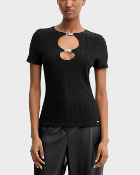 GUESS VALERIA ΓΥΝΑΙΚΕΙΟ CUTOUT ΤΟΠ - W5YP09KCXS1 - ΜΑΥΡΟ